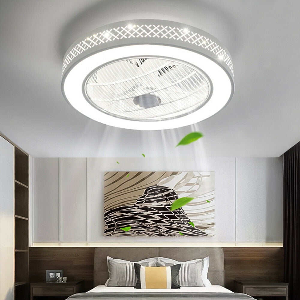 Ceiling Fan with Lights,22 Inch Modern Semi Flush Mount Enclosed Low