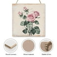 thumbnail image 3 of Rose Wooden Hanging Sign Rustic Farmhouse Wall Art Home Office Decoration Flower Printed Wood Wall Art Sign Indoor Decor for Bedroom Living Room Kitchen Wall Decor 12"x12", 3 of 8