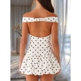 thumbnail image 2 of Black And White Polka Dot Off Shoulder V Neck Bubble Mini Dress A-Line Party Dress, 2 of 7