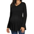 thumbnail image 2 of WellSize Women Maternity blouses Casual Fall Tunic Tops V Neck Long Sleeve Shirts Winter Pregnancy Clothes, 2 of 7