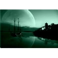 thumbnail image 2 of Startonight Canvas Wall Art Black and White Abstract Old Ship and Full Moon, Dual View Surprise Artwork Modern Framed Ready to Hang Wall Art 100% Original Art Painting 31.5 x 47.2 inch, 2 of 9