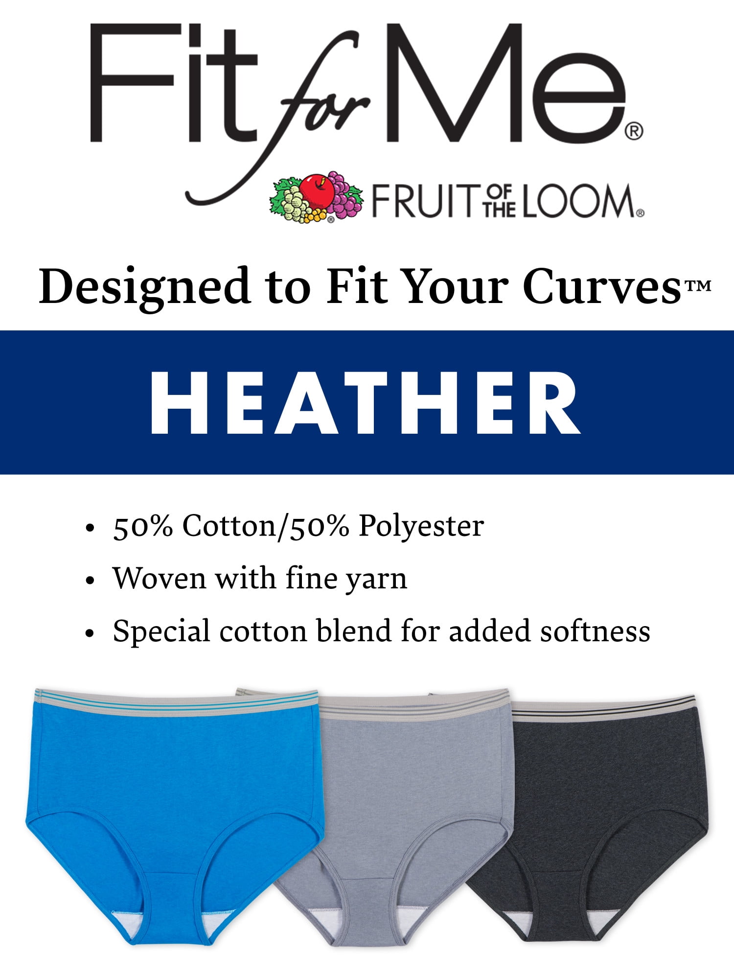 Fit For Me By Fruit Of The Loom Women's Plus Size 6pk Breathable