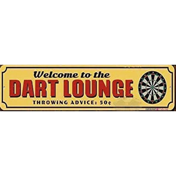 Retro Metal tin Sign 16x4 inches Dart Lounge Sign Game Room Sign Dart Board Sign Exterior Home Cave Garage bar Wall Decoration Metal Sign
