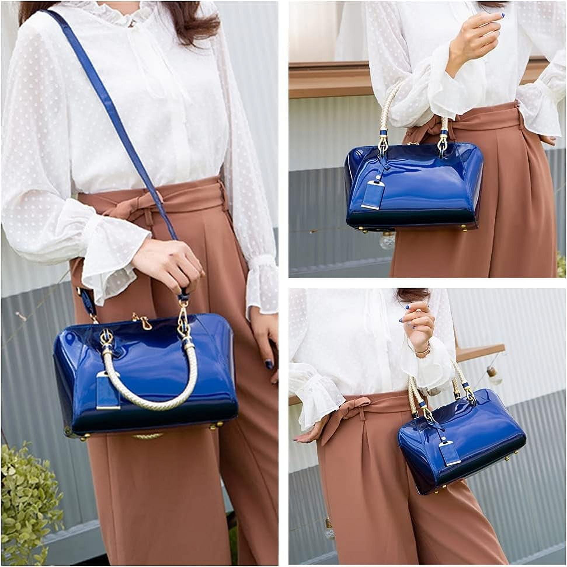 QIUYI Royal Blue Purse for Women Crossbody Shiny Patent QIUYI Royal Blue Purse for Women Crossbody Shiny Patent