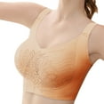 thumbnail image 5 of Tshirt Bras for Women, Xunlbb Women's Non-Magnetic No Steel Ring Plus Size Thin Adjustable Bra Gathered Comfortable Sexy Lace Bra Daily Bra(Khaki,L), 5 of 8