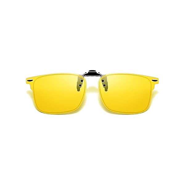 Gafas de Sol Clip-On Polarizadas, Lentes Amarillas Anti-Luz Azul, Diseño Abatible, para Gafas Graduadas