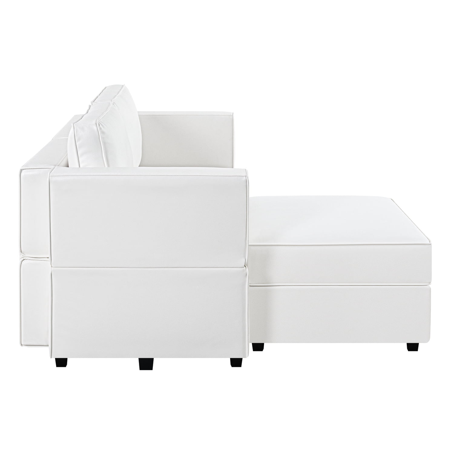 Naomi（step2）アイボリー Naomi Home L shape 2 Leather Reclining Sectional Sofa, Beige