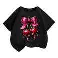 thumbnail image 4 of Kiijoy Girls Summer T-Shirt Cherry Print Short Sleeve Crew Neck T Shirt Tee, Sizes 2-14, 4 of 4