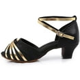 thumbnail image 3 of Dakaela Womens Ballroom Dance Shoes Latin Salsa Performance Dancing Pumps Open Toe Dress Heels Black 7, 3 of 7