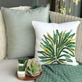 thumbnail image 4 of The HomeCentric Pillow Case, Beaded Pillows Cover, Pack of 2, 24x24 inch (60x60 cm) White Linen Pillows Cover, Square Green Beaded Pillows Cover Modern Pillows, Floral Pattern Easter - Green Shrub, 4 of 10
