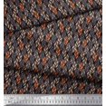 thumbnail image 2 of Soimoi Crepe Silk Fabric Leaves Small Printed Fabric 1 Yard 42 Inch Wide, 2 of 3