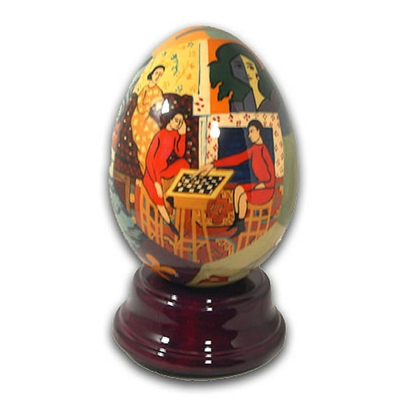 Matisse Hand Painted Reuge Revolving Musical Egg - Arrivederci Roma