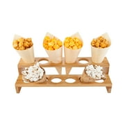 Rectangle Natural Bamboo Cone Serving Display - 12 slots, Multi-Level - 13 1/2" x 5" x 3 1/2" - 1 count box