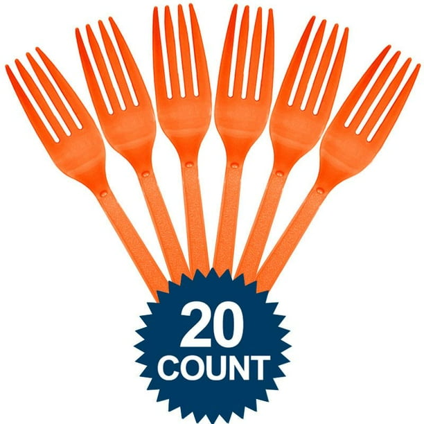 Amscan BB100016 Orange Plastic Forks