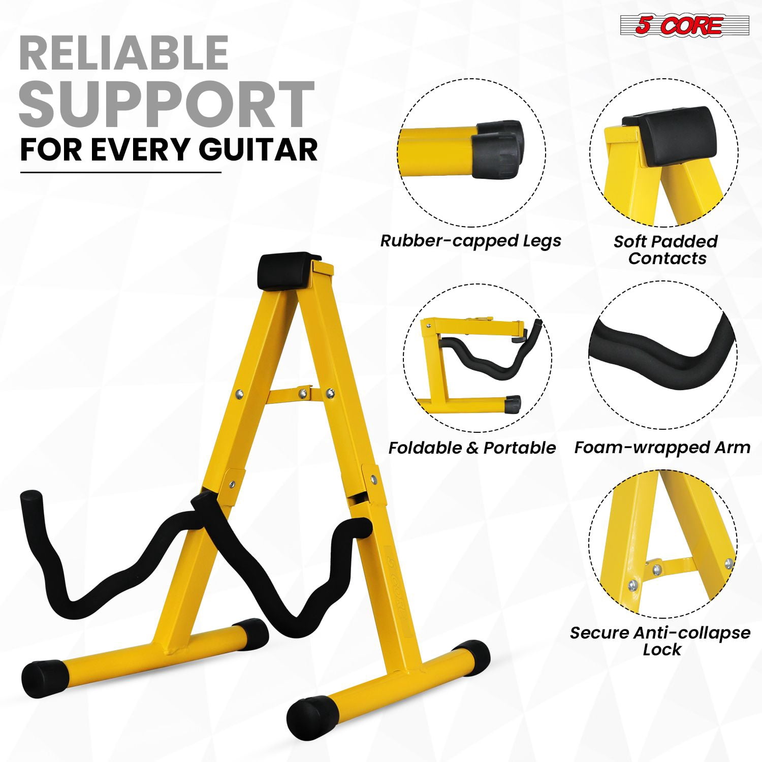 Guitar Stand 2PC A Frame w Soft Foam Arm Non Slip Rubber for Acoustic Electric Bass