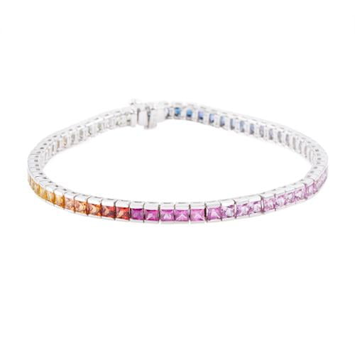 Asher Jewelry 14k white gold multi sapphire bracelet by Overstock