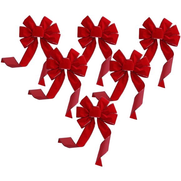 Lazos de Navidad, papel de regalo, etc. Set de 6 unidades de terciopelo rojo de 10 cm de ancho