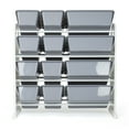 thumbnail image 4 of Your Zone White Kids Plastic Toy Storage Organizer with 12 Grey Colored Plastic Storage Bins, 4 of 12