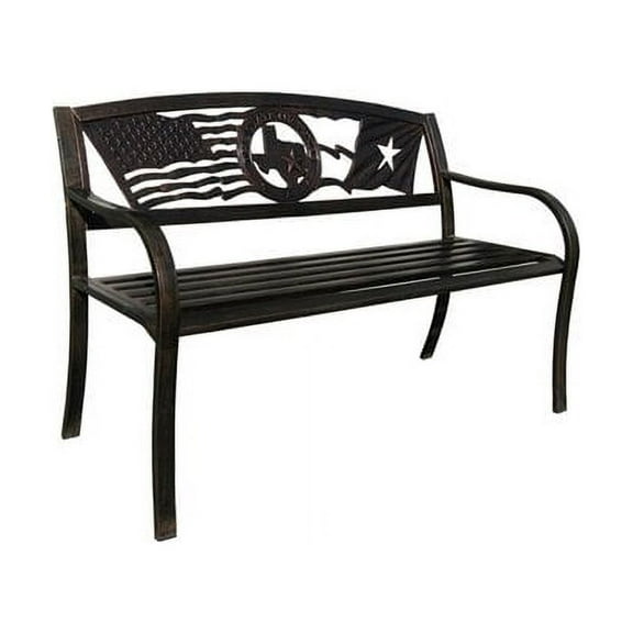 Leigh Country TX 93546 Flags over Texas Adult Outdoor Patio Bench - Bronze