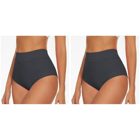 (2-Pack) Rinsvye Women High Waist Yoga Swim Wear Bottoms Women Large Booty Shorts V Back Swim Bottoms for Women Shorts Plus Bikini Bottoms Swim Briefs Swim Pants for Women Cover Up Beach Shorts Ruc