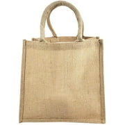 (Pack of 6) Jute/Burlap Tote Bags Soft Cotton Handles Laminated Interior (Small, Natural)