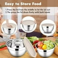 thumbnail image 7 of Mixing Bowls with Lids Set of 5, Vesteel Stainless Steel Mixing Bowls Metal Nesting Salad Bowls, Size 4.5, 3, 1.5, 1, 0.7 QT Great for Cooking, Baking, Serving - Khaki, 7 of 7