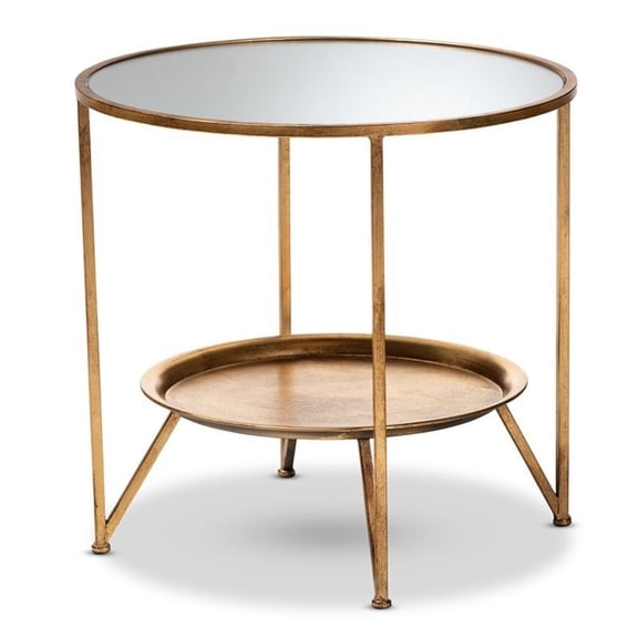 Bowery Hill Modern Metal Table with Mirrored Glass Top in Gold