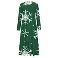 thumbnail image 3 of Annhoo Womens Christmas Dresses Long Sleeve Snowflake Printed Maxi Dress Fashion Round Neck Dresses with Pockets, 3 of 4