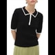 thumbnail image 2 of Camiseta de Corta con Cuello en V para Mujer, Suéter Informal de Punto Acanalado Ajustado Negro L, 2 of 8