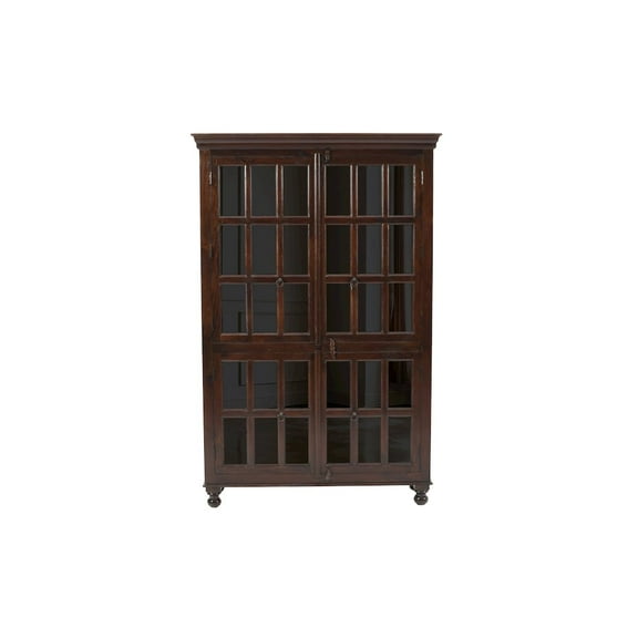 Aspen Solid Wood Cabinet with Glass Doors in Light Brown