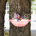 thumbnail image 4 of Wall Mount Transparent Plastic Hummingbird Bath Bowl, Outdoor Tree Mounted Bird Water Feeder with Embossed Floral Pattern for Garden Patio(Purple), 4 of 5