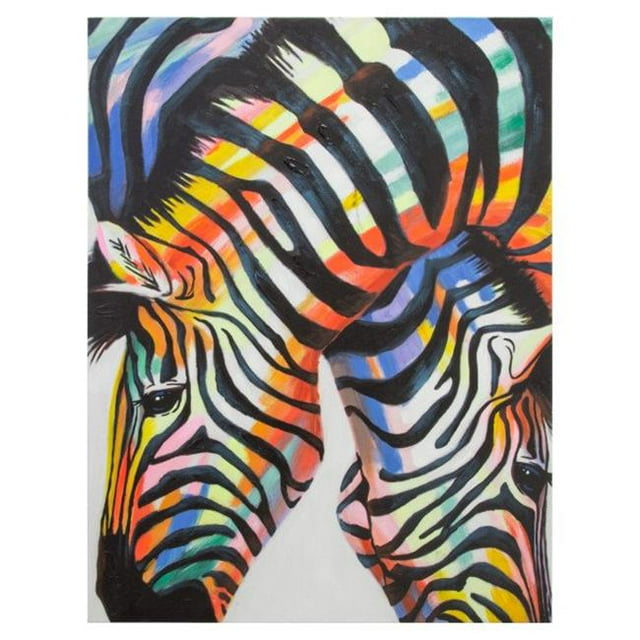 Yosemite Home Decor 3130016 Zebra Rainbow Hand Painted on Wrapped Canvas, Mutlicolor