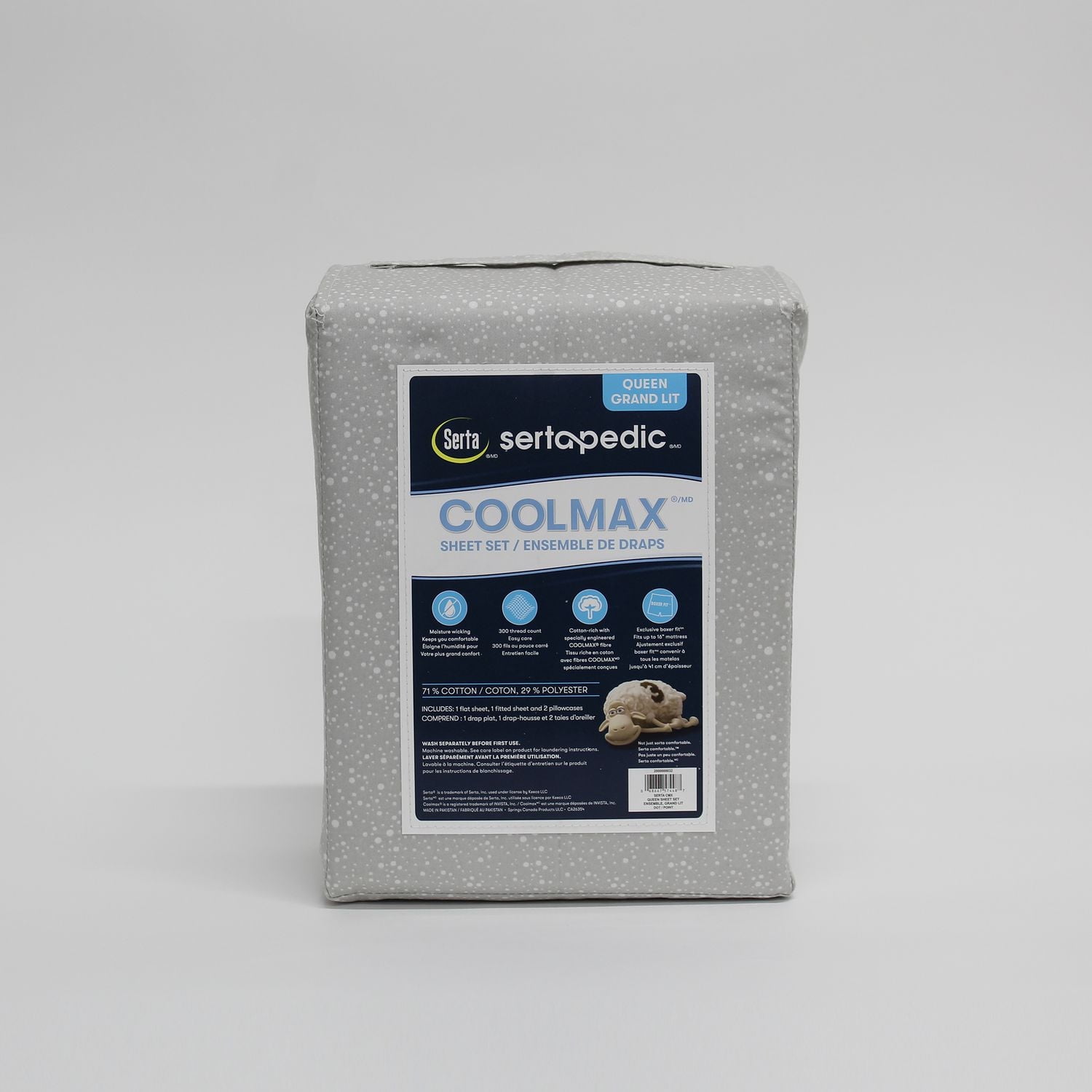 Serta Coolmax Performance Sheets, 300 TC Printed 4 piece Set, in Queen and King