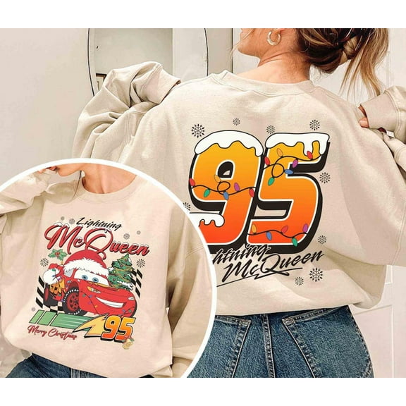 Two-sided Lightning McQueen Christmas shirt, Disney Cars Christmas Shirt, Very Merry Christmas Party Shirt, Disney Family Christmas shirts