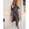 thumbnail image 6 of Ekouaer Women's Pajama Sets 3 Piece Lounge Set Long Sleeve Cardigan Sleeveless Top Pants Sweatsuit, 6 of 6