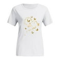 thumbnail image 2 of Blmnix Casual Womens T-Shirts White Cute Loose Short Sleeve Crew Neck Butterfly Shirt Pullover T-Shirts for Girl 2024, 2 of 4