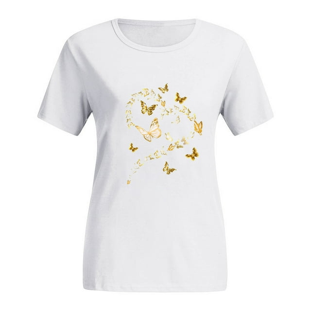 Birdeem T-Shirts Imprimés pour Femmes Grande Taille Col Rond Imprimé Chat Manches Courtes Tee Graphique Hauts