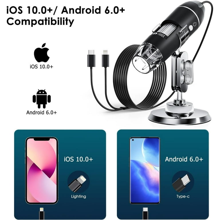 1600X Digital Flexible Microscope Electronic Handheld Mini