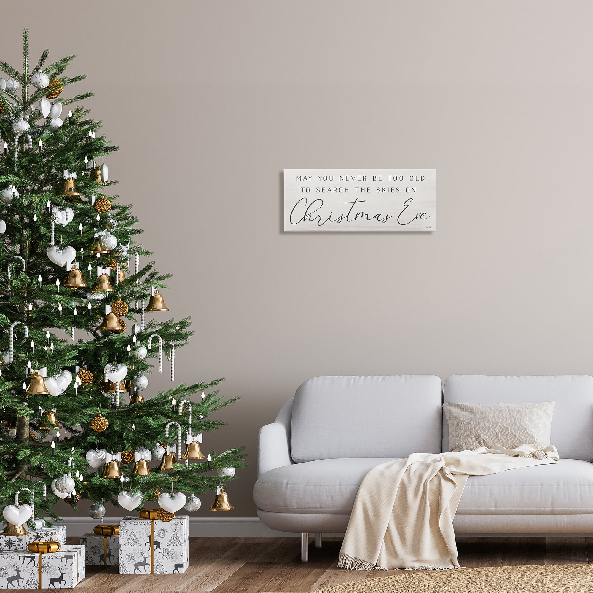 Inspiring Christmas Eve Typography Sentiment Script Inspirational Graphic Art Gallery-Wrapped Canvas Print Wall Art