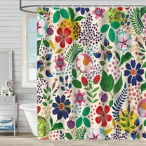 Floral Shower Curtain Colorful Shower Curtain Flower Boho Bright Unique Flowered Fabric Bohemian Shower Curtain for Bathroom with Hooks