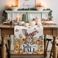 thumbnail image 2 of Fall Table Runner Thanksgiving Hello Fall Bunny Table Runners Rabbit Pumpkin Maple Leaves Cotton Linen Dresser Scarf Kitchen Dining Table Decor for Fall Holiday Party Decor 13x36 Inch, 2 of 9