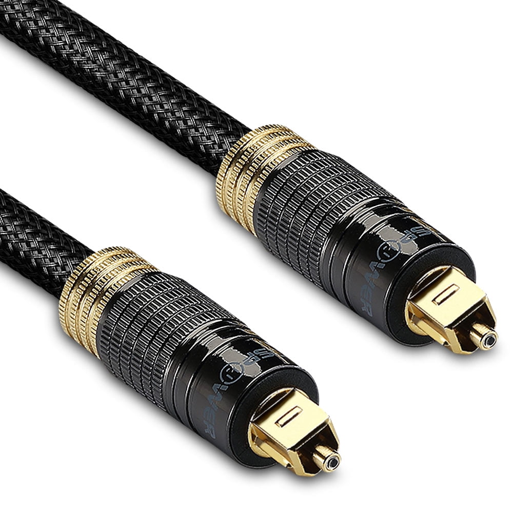 CableCreation 3 Feet Toslink Male to Mini Toslink Male Digital S/PDIF Audio Optical Fiber Cable 24K Gold Plated,Black & Silver/1M