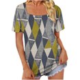 thumbnail image 2 of Fiudx Camisas de Mujer Top de Manga Corta con Cuello Cuadrado Regular y Estampado Sexy de Verano para Mujer, 2 of 6