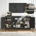 thumbnail image 5 of Chvans Farmhouse TV Stand for TVs up to 75 Inches with Power Outlet, 33-Inch Tall Entertainment Center, Black, 5 of 7