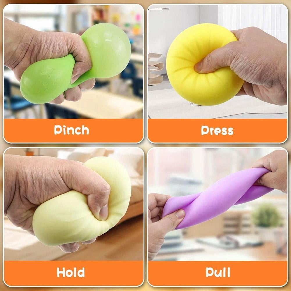4 PCS Dumpling Stress Balls Fidget Sensory Toy Set, Realistic Steamed Bun Squeeze Toy with Steamer, Soft TPR Dough Ball Hand Toy for Anxiety Relief and Desk Decor