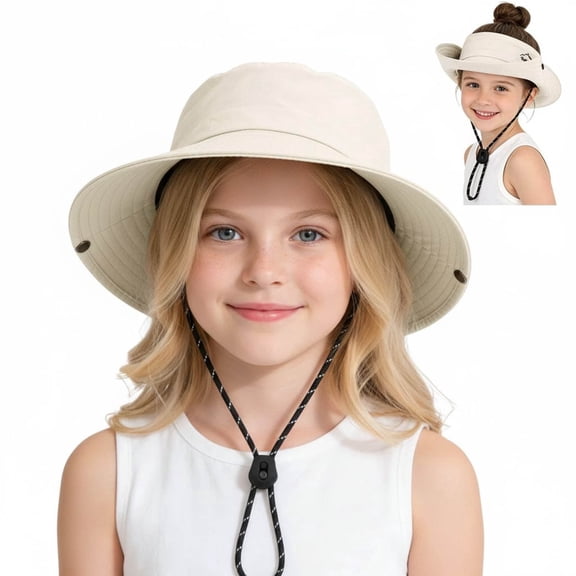 zrova Boys Girls UPF 50  Bucket Sun Hat, Adjustable Wide Brim Quick Dry Lightweight UV Protection Hat for Beach Hiking Safari