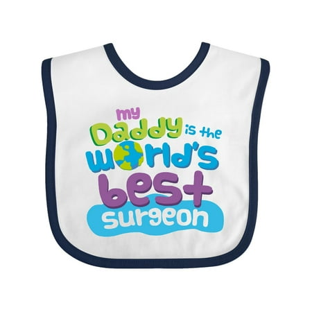 Daddy Worlds Best Surgeon Baby Bib White/Navy One