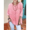 thumbnail image 3 of Camisas de mezclilla de talla grande para mujer, camisa de media manga empalmada, blusa elegante, camisa tejida de algodón, Tops de Moda de Primavera, 3 of 5