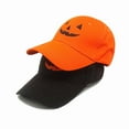 thumbnail image 4 of yunLCZ halloween hat women Halloween Pumpkin Baseball Caps Unisex Adjustable Embroidery Pumpkin Face Dad Hat Cotton Cute Trucker Cap Photography prop Halloween hat Polyester,Cotton Orange M, 4 of 8