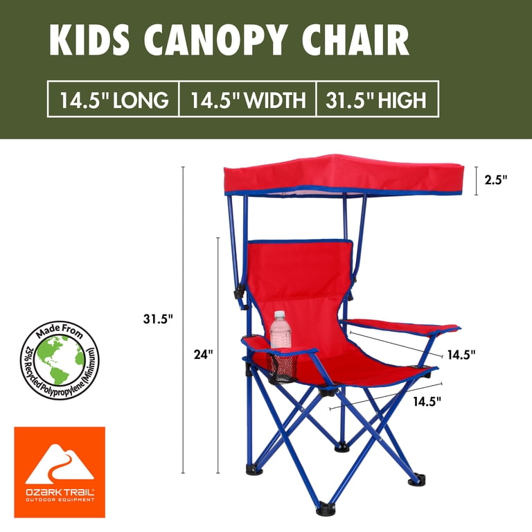 Ozark Trail Kids Canopy Camp Chair with Safety Lock 125 lb